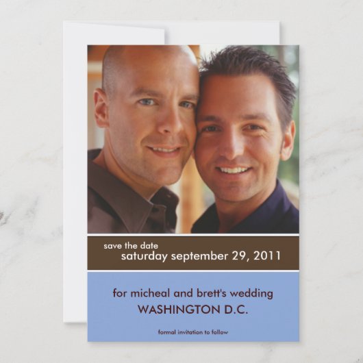 保存日発表 {カラーブロック} 招待状 (正面)