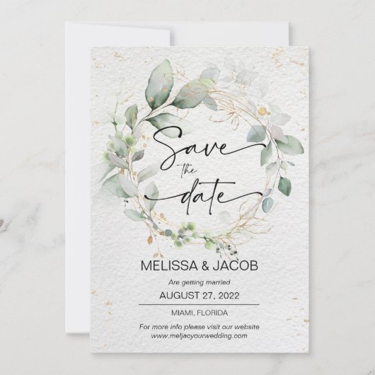 保存日程カード 結婚式 フラワーミニマリスト セーブザデート (正面)