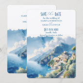 保存日：アマルフィ　水彩画　イタリア　デスティネーション 招待状 (正面/裏面)