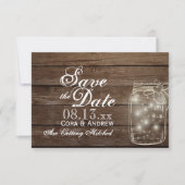 保存日 - エレガントなルーズテイストのメイソンジャー ライト 招待状 (正面)