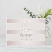 保存日 | エレガント モダン ブラッシュ パール ストライプ セーブザデート (スタンド正面)