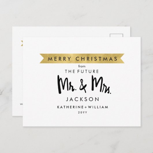 【保存日】 | クリスマスおめでとう 未来のミスター&ミセス 案内ポストカード (正面/裏面)