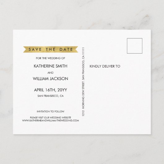 【保存日】 | クリスマスおめでとう 未来のミスター&ミセス 案内ポストカード (裏面)