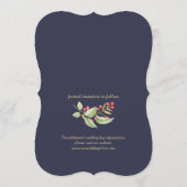 保存日。ネイビーブルーの水彩花柄カード セーブザデート (裏面)