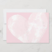 【保存日】 ピンクのカードに白い水彩のハート セーブザデート (裏面)