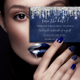 【保存日】ペーパー クラフト シルバー グレー ドリップ ネイビー セーブザデート