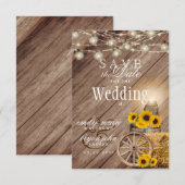 【保存日】 ラスティック ウッド バレル - ヒマワリ セーブザデート (正面/裏面)