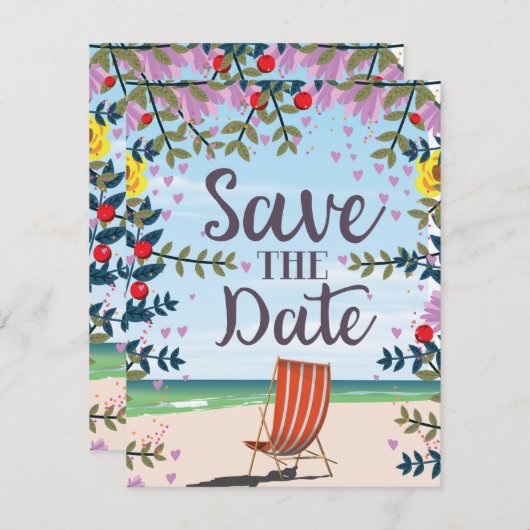 【保存日】ヴィンテージ ビーチとデッキチェア (正面/裏面)