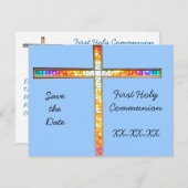 【保存日】 - 初の聖体拝領（男の子）- 招待状 (正面/裏面)