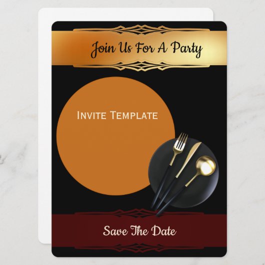 保存日 - 夕食パーティー 招待状 (正面/裏面)