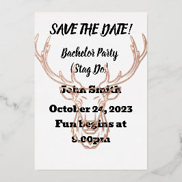 【保存日】独身最後の男祭り/スタッグパーティー。編集可能 箔招待状