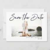 保存日 現代のペンストロークお知らせ 招待状 (正面)