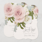 【保存日】発表 エレガント ローズ 多肉植物 招待状 (正面/裏面)