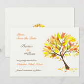 【保存日】 秋のテーマ ツリー フラット カード (正面/裏面)