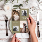 保存日 結婚式 現代の写真コラージュ 招待状