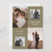 保存日 結婚式 現代の写真コラージュ 招待状 (正面)