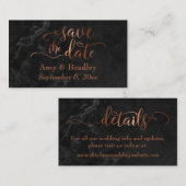 保存日 | 銅の筆跡 黒大理石の上 エンクロージャーカード (正面/裏面)