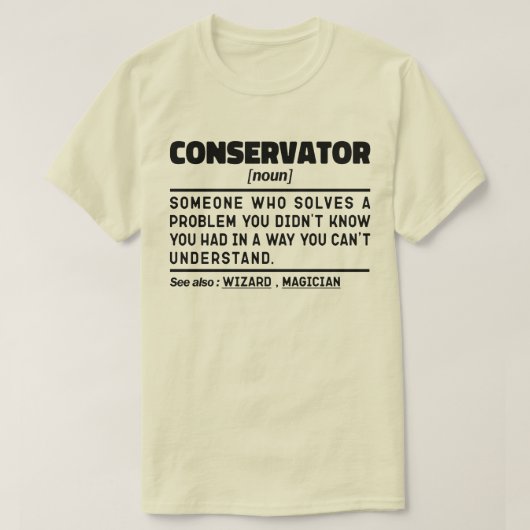 保存者名詞プロフェッショナルミュージアムおもしろい員 Tシャツ (デザイン正面)