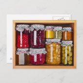 保存食品を含む多くのガラスボトル ポストカード (正面/裏面)