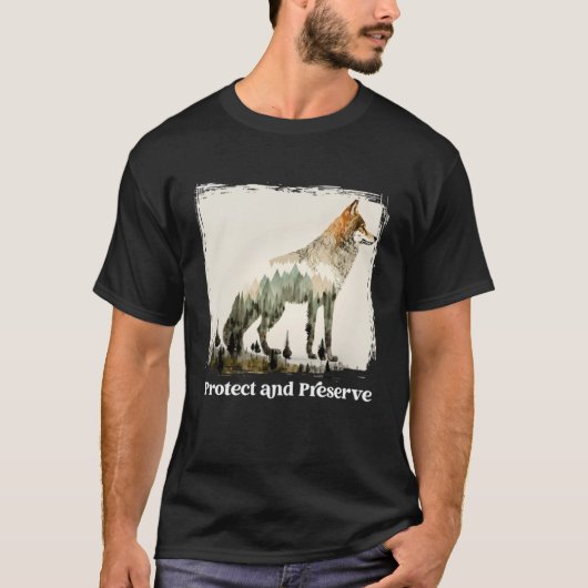 保存&保護ヴィンテージナショナル・パーク・ウルフ・リター Tシャツ (正面)