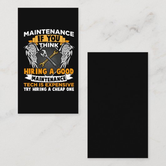 保守技術おもしろいグラフィック整備士技術者 名刺 (正面/裏面)