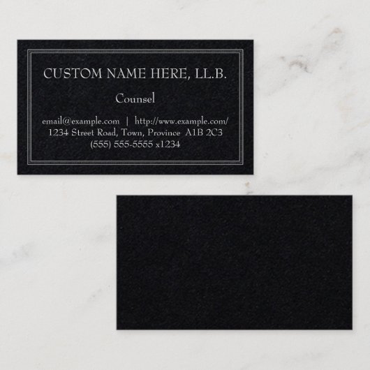 保守的でミニマリズム的なカウンセルビジネスカード 名刺 (正面/裏面)