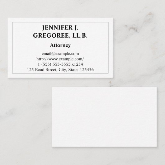 保守的で抑制された弁護士名刺 名刺 (正面/裏面)