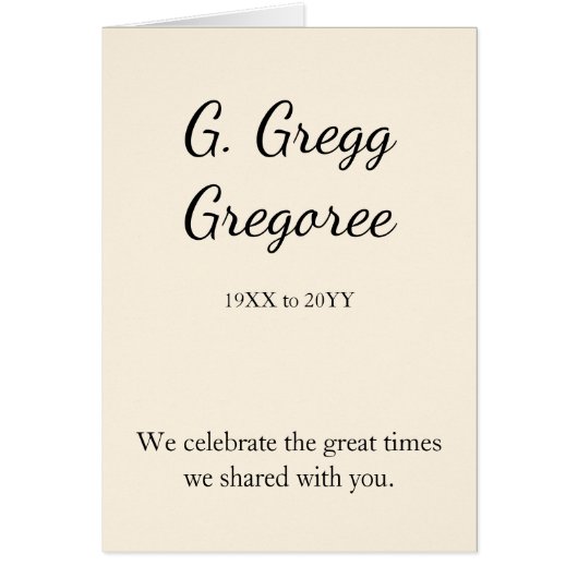 保守的で質素な葬儀サービスカード (正面)