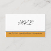 保守的なはっきりしたクラシックで華美な原稿のモノグラム 名刺 (裏面)