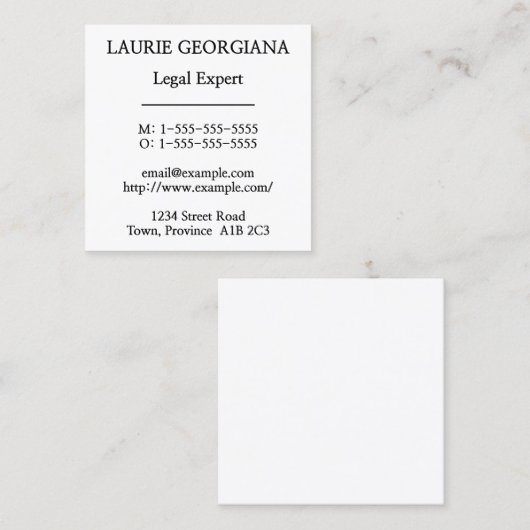 保守的なシンプルビジネスカード スクエア名刺 (正面/裏面)