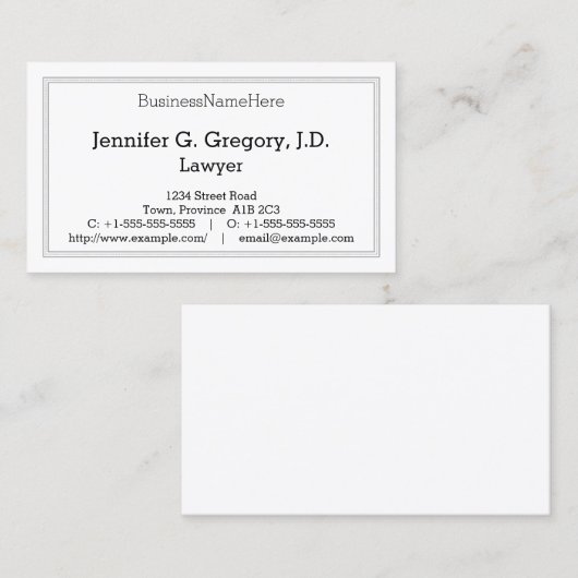 保守的なプロフェッショナル名刺 名刺 (正面/裏面)