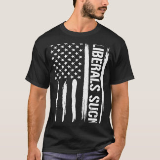 保守的なリベラ吸ルアメリカ国旗 Tシャツ