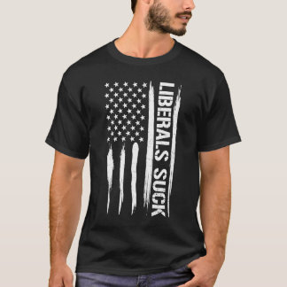 保守的なリベラ吸ルアメリカ国旗 Tシャツ