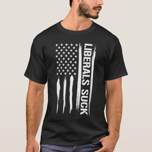 保守的なリベラ吸ルアメリカ国旗 Tシャツ (正面)