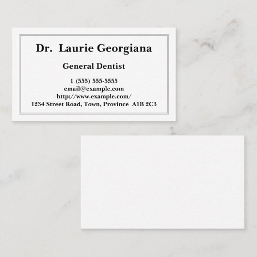 保守的な一般歯科医の名刺 名刺 (正面/裏面)