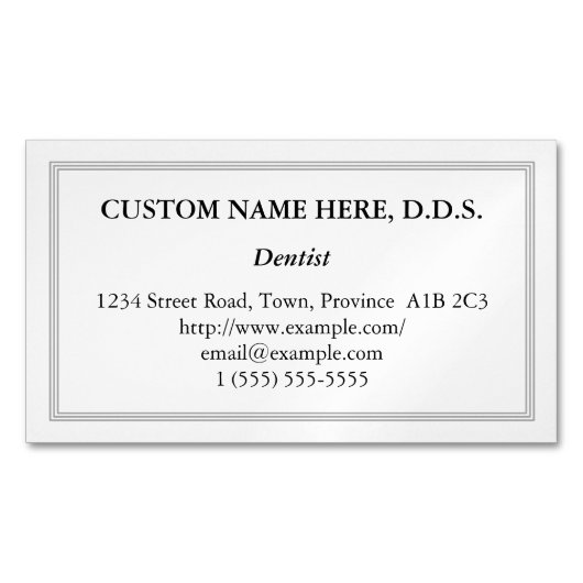 保守的な歯科用磁気ビジネスカード マグネット名刺 (正面)