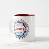 保守的誇りを持ったな ツートーンマグカップ (正面左)