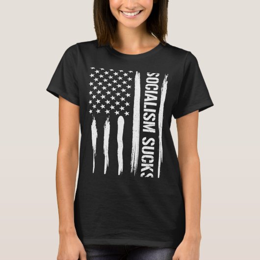 保守社会主義最低アメリカ国旗 Tシャツ (正面)