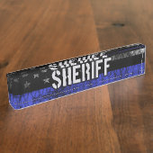 保安動揺して官警察国旗 デスクネームプレート (側面)