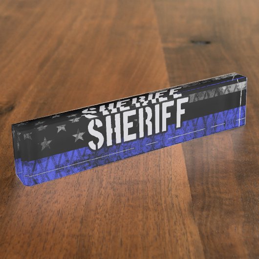 保安動揺して官警察国旗 デスクネームプレート (側面)