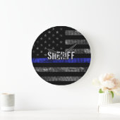 保安動揺して官警察国旗 ラージ壁時計 (ホーム)