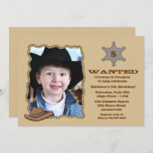 保安官のバッジの写真の誕生日のパーティの招待状 招待状 (正面/裏面)