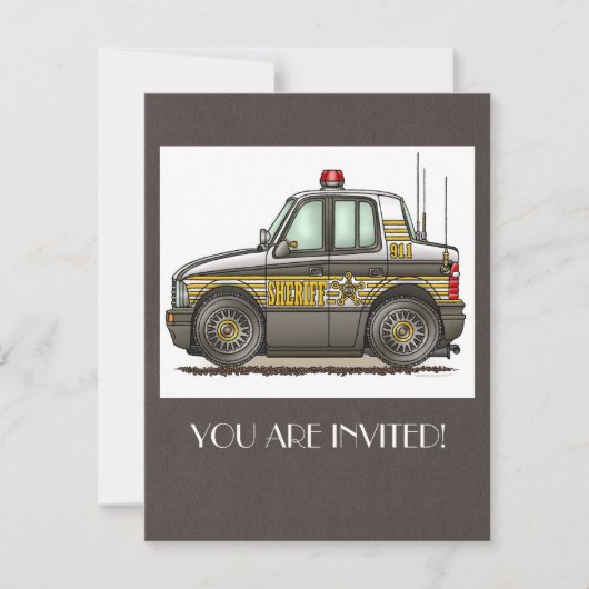 保安官の車 パトカー 招待状 (正面)