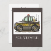 保安官の車 パトカー 招待状 (正面/裏面)