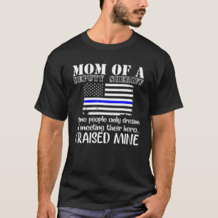 保安官代理の母親の薄い青い線の旗 Tシャツ