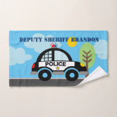 保安官代理の警察車の子供の手のタオルの贈り物 ハンドタオル (ハンドタオル)