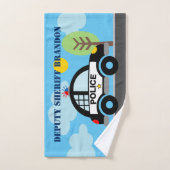 保安官代理の警察車の子供の手のタオルの贈り物 ハンドタオル (ハンドタオル)