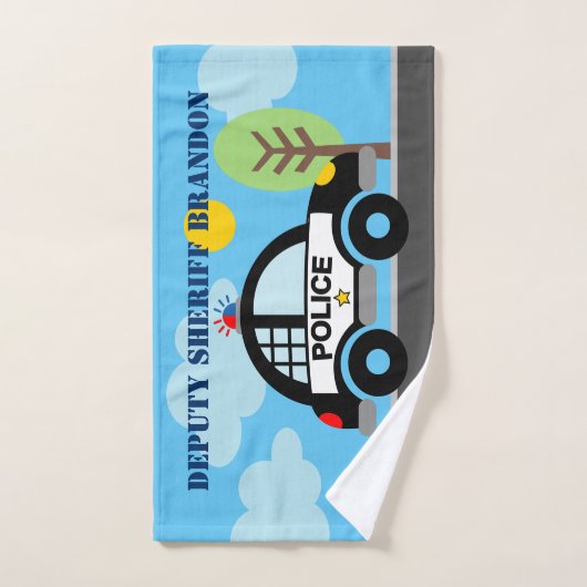 保安官代理の警察車の子供の手のタオルの贈り物 ハンドタオル (ハンドタオル)