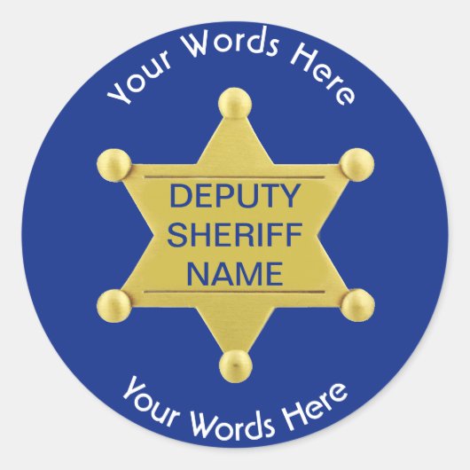保安官代理カスタムブルーステッカー ラウンドシール (正面)
