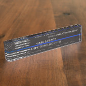 保安官代理バッジ警察のフラグ薄いブルーラインD デスクネームプレート (側面)